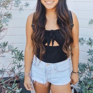 Free people black tube cut out top